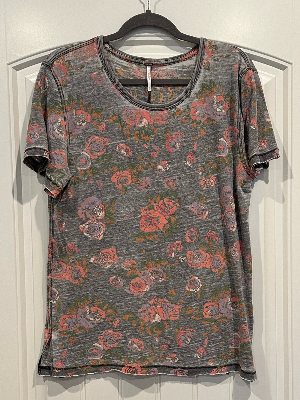 Free People Women's Burnout Floral Short Sleeve Tee